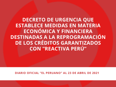 Alerta Legal | REACTIVA PERÚ – 22/04